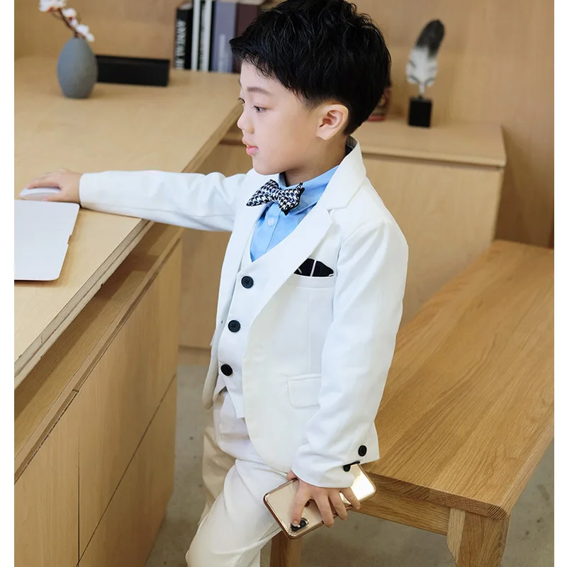 

90-140cm Height New 2019 Autumn Wedding and Party Boys Suits Gentleman Boys Dresses Suit Clothing Sets 3pcs Children Costume