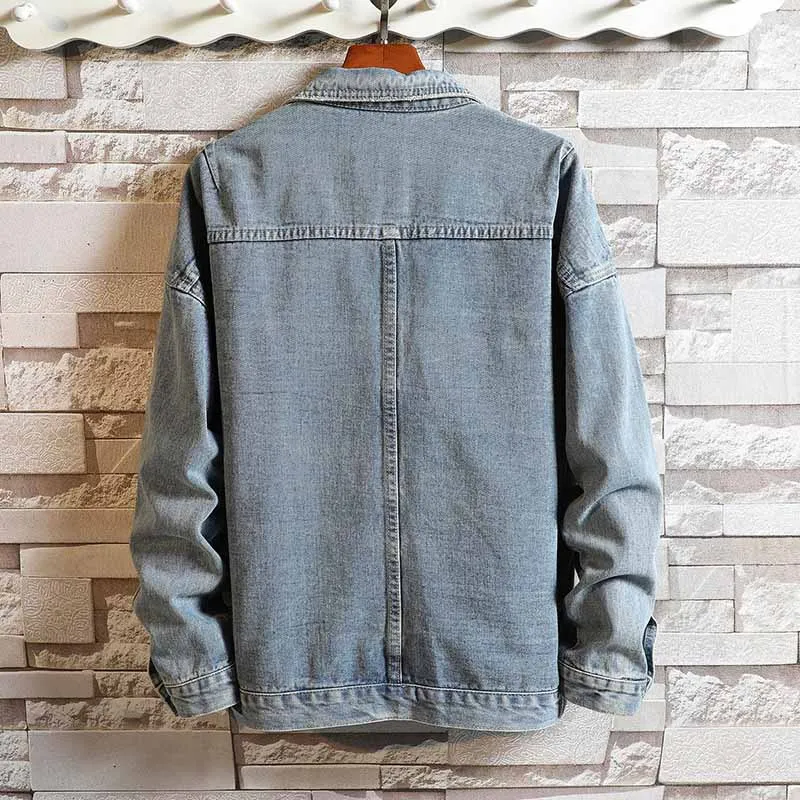 

Mcikkny Retro Mens Vintage Casual Jeans Jackets Blue Washed Streetwear Denim Jackets Coats For Male
