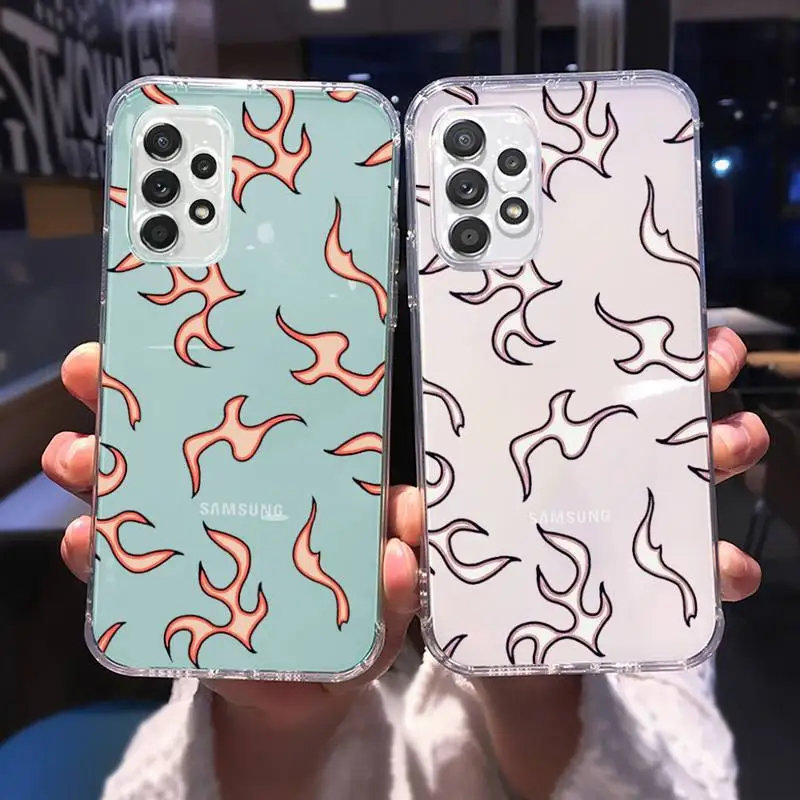 

Blue Flame Fire Phone Case Transparent For Samsung A51 A50 A71 A70 A81 M60S Note S21 S 20 10 9 8 11 E Plus Ultra