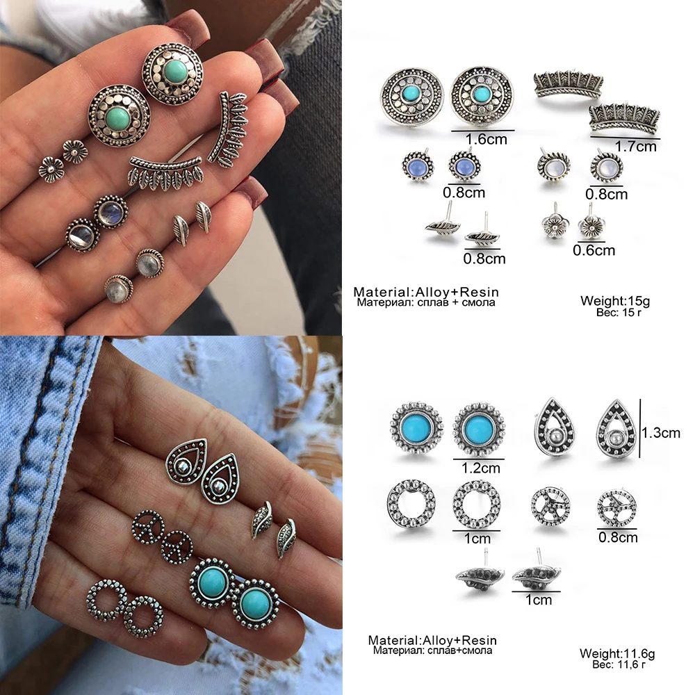 2021 в богемном стиле Ретро стиль покрыты золотом сплав Комплект сережек для