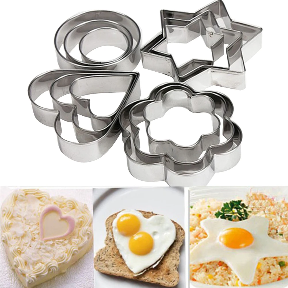 

20pcs Biscuit Cookie Cutter Baking Mold 4 Styles Pastry Cutter Steel Star Round Flower Shapes For Baking Ware Decoration Tools