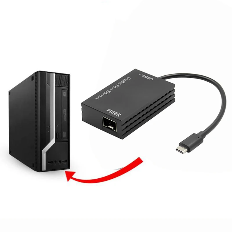 Type-C Gigabit Fiber Server Network Card 1000M SFP Server Fiber Network Card RTL8153