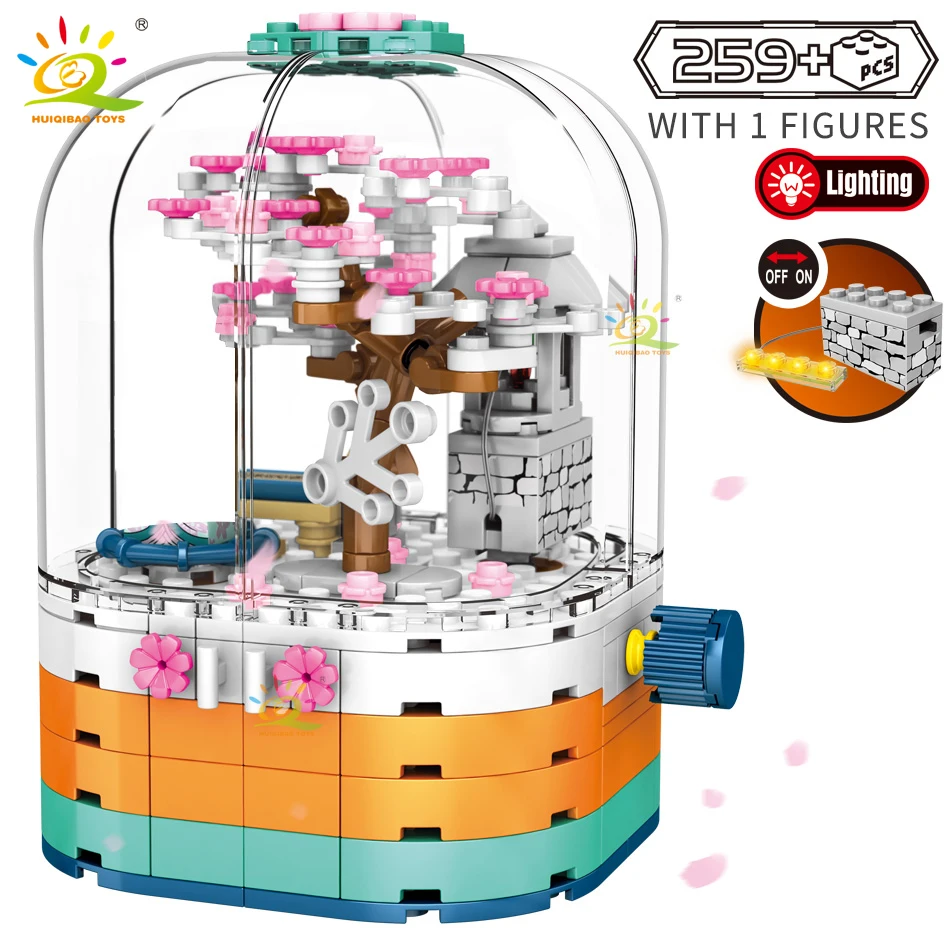 HUIQIBAO 259 шт. Idea Sakura tree вращающаяся коробка строительные блоки япония уличный вид