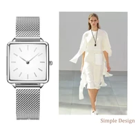 2020 new stylish gold silver dial square women watch steel watchband quartz wristwatch montre femme
