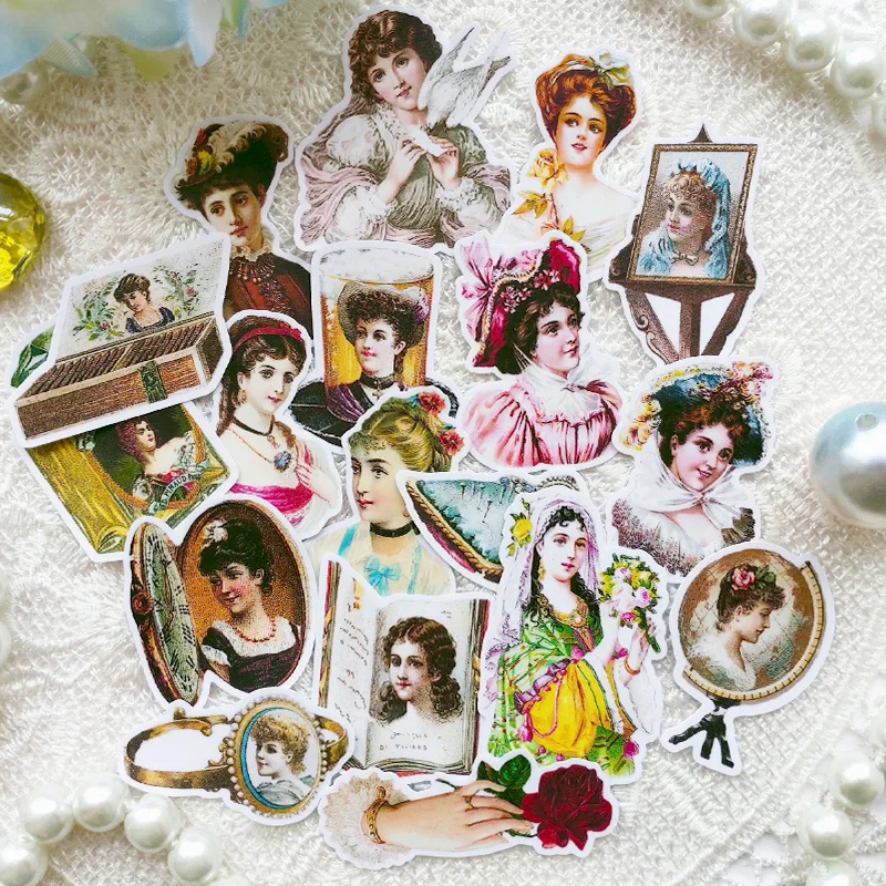 

Винтаж элегантность девушки творческий ручной счет Скрапбукинг Декор Сделай Сам коллаж наклейки на Материал