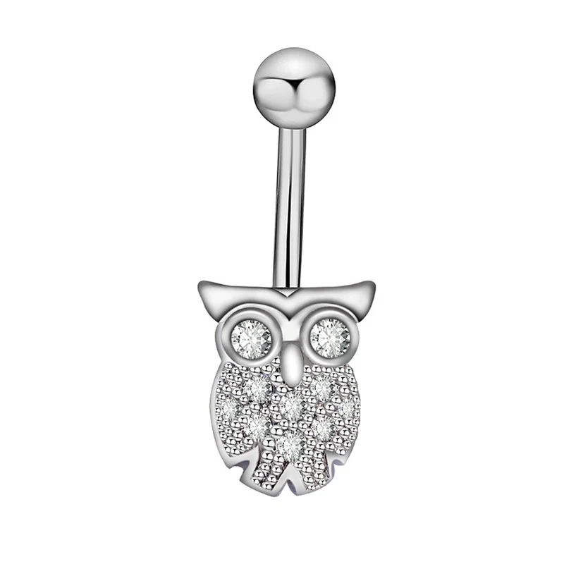 

1Pc Owl Belly Button Rings Stainless Steel Navel Barbell Screw Ear Piercings Navel Body Piercing Jewelry