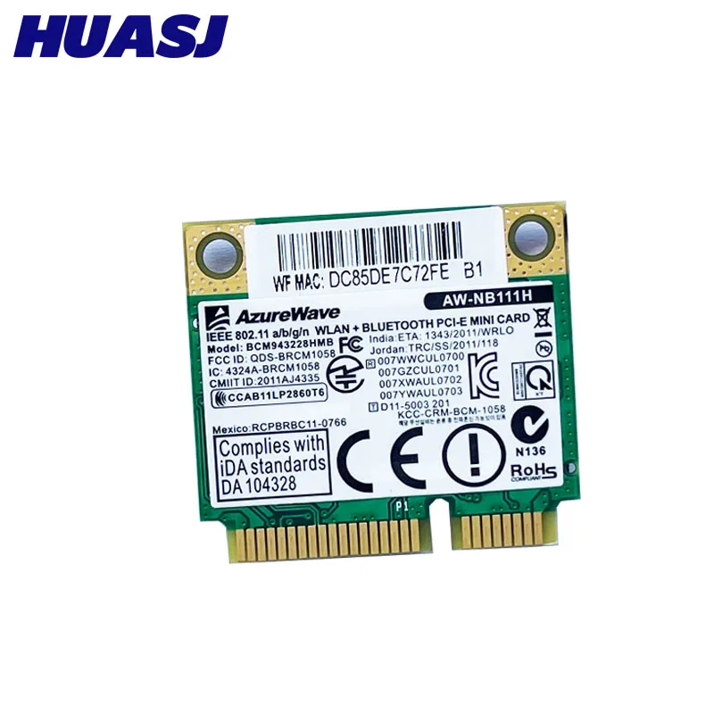 Новая беспроводная карта для Broadcom BCM943228HMB BCM43228 Half MINI PCI-E 2 4G/5Ghz 802.11b/G/n WIFI