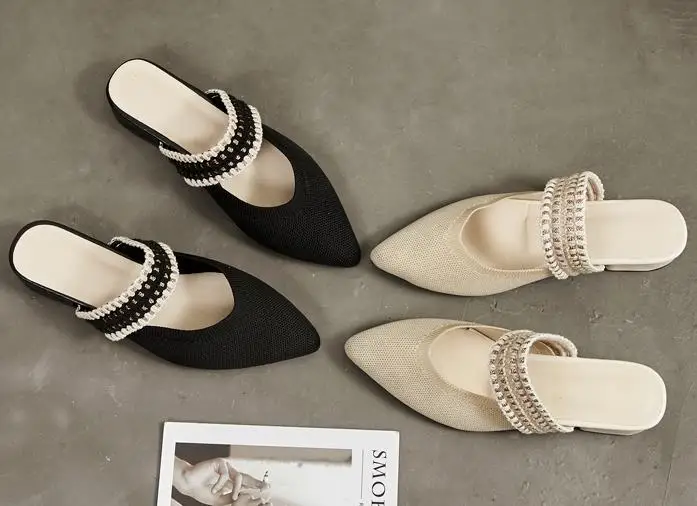 Сетчатые красные женские шлепанцы новинка 2019 сандалии Baotou ленивые полутапочки