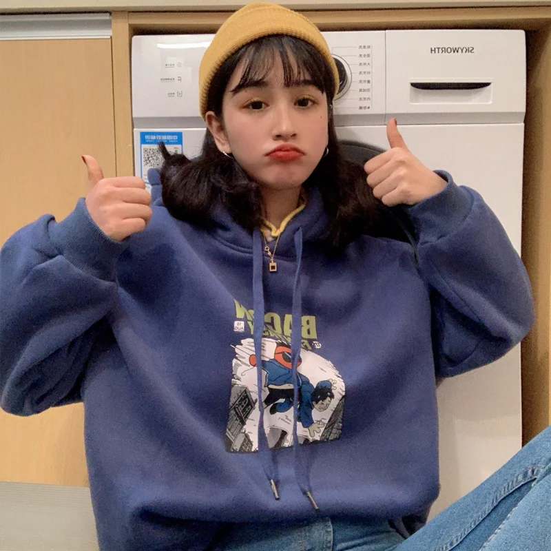 Сказочный свитер женский свободный корейский стиль бойфренд плюс бархатный