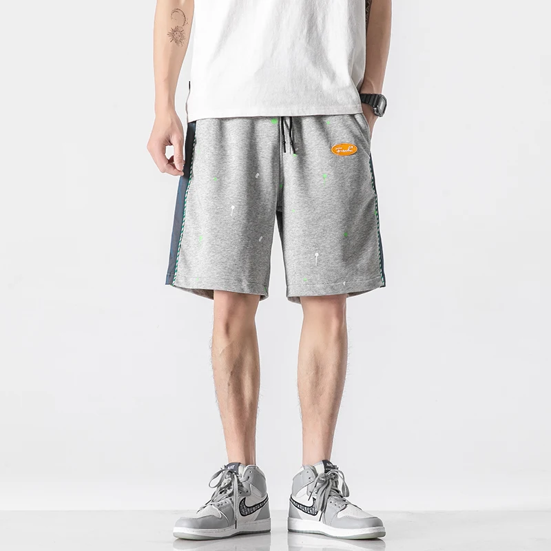 

Шорты мужские пляжные в стиле Харадзюку, повседневные Прямые Штаны с принтом брызги-чернила, одежда для пар оверсайз в стиле хип-хоп, на лето