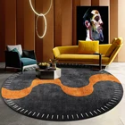 Персонализированный оранжевый круглый ковер для девушек, светлый роскошный вилла, пианино, напольные коврики, скандинавский ковер для гостиной, подушки для компьютерного стула, коврики