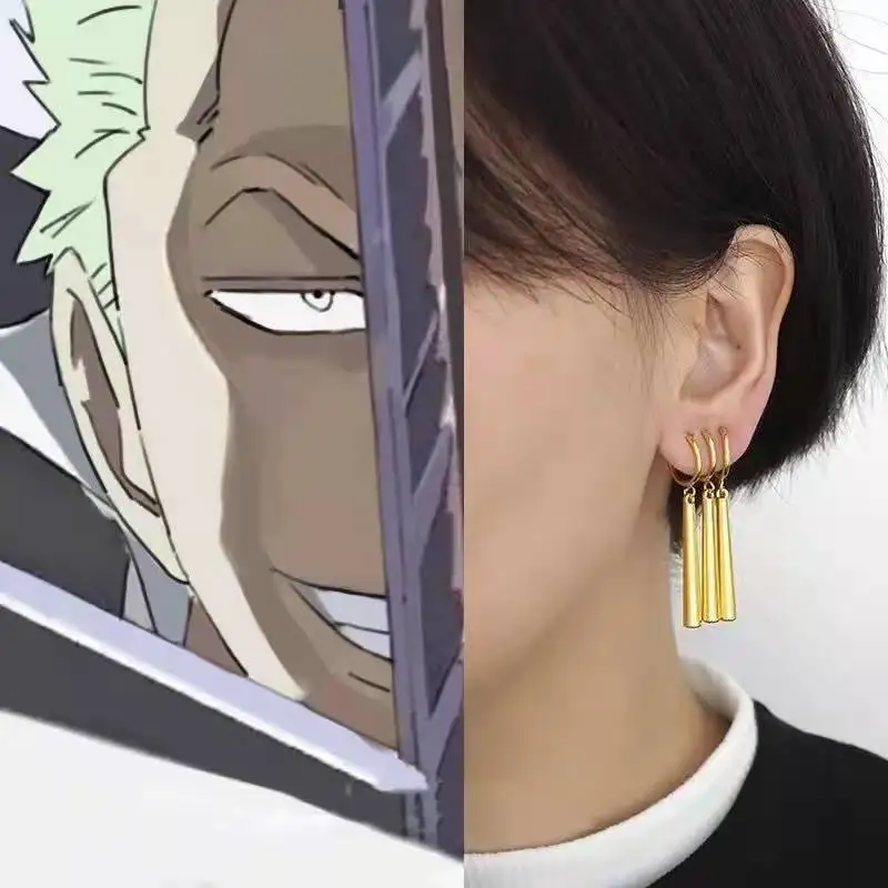 

3PCS Set Hot Japan Anime One Piece Roronoa Zoro Earring Cartoon Jewelry Accessories Cosplay Small Jewelry Elegant Trendy Eardrop