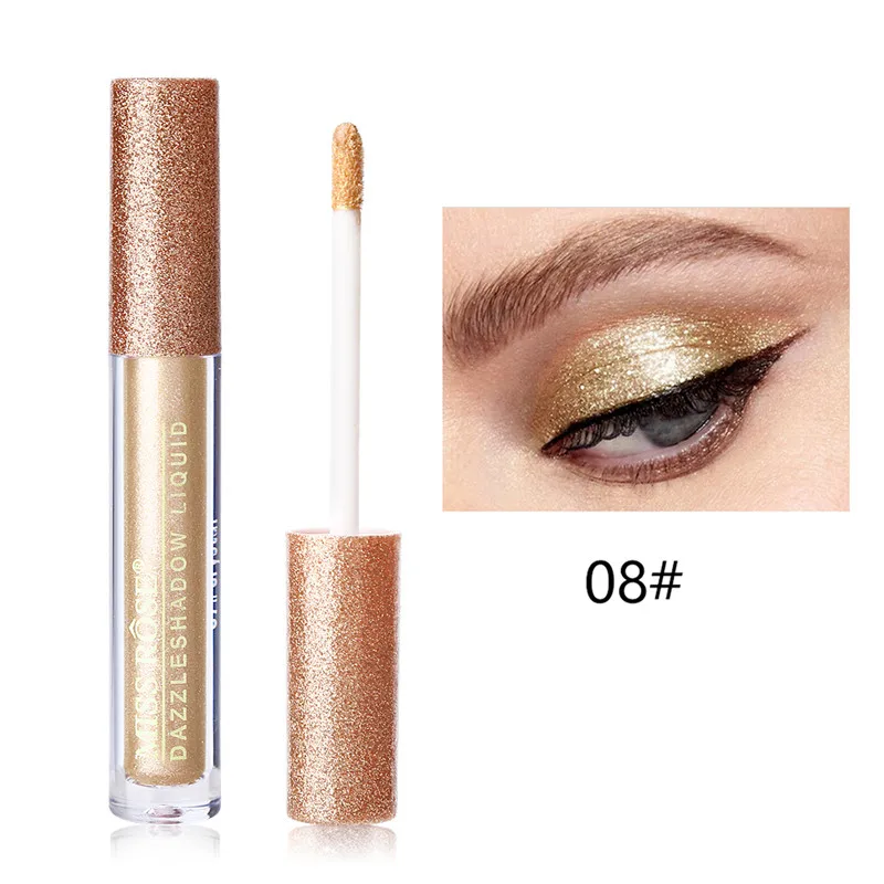 08 bright silver Miss Rose 12 цветов блестящие жидкие тени для век мерцающие тени для век Гель-крем ослепляющий Блестящий металлический косметический водостойкий макияж глаз - Цвет: 08 bright silver
