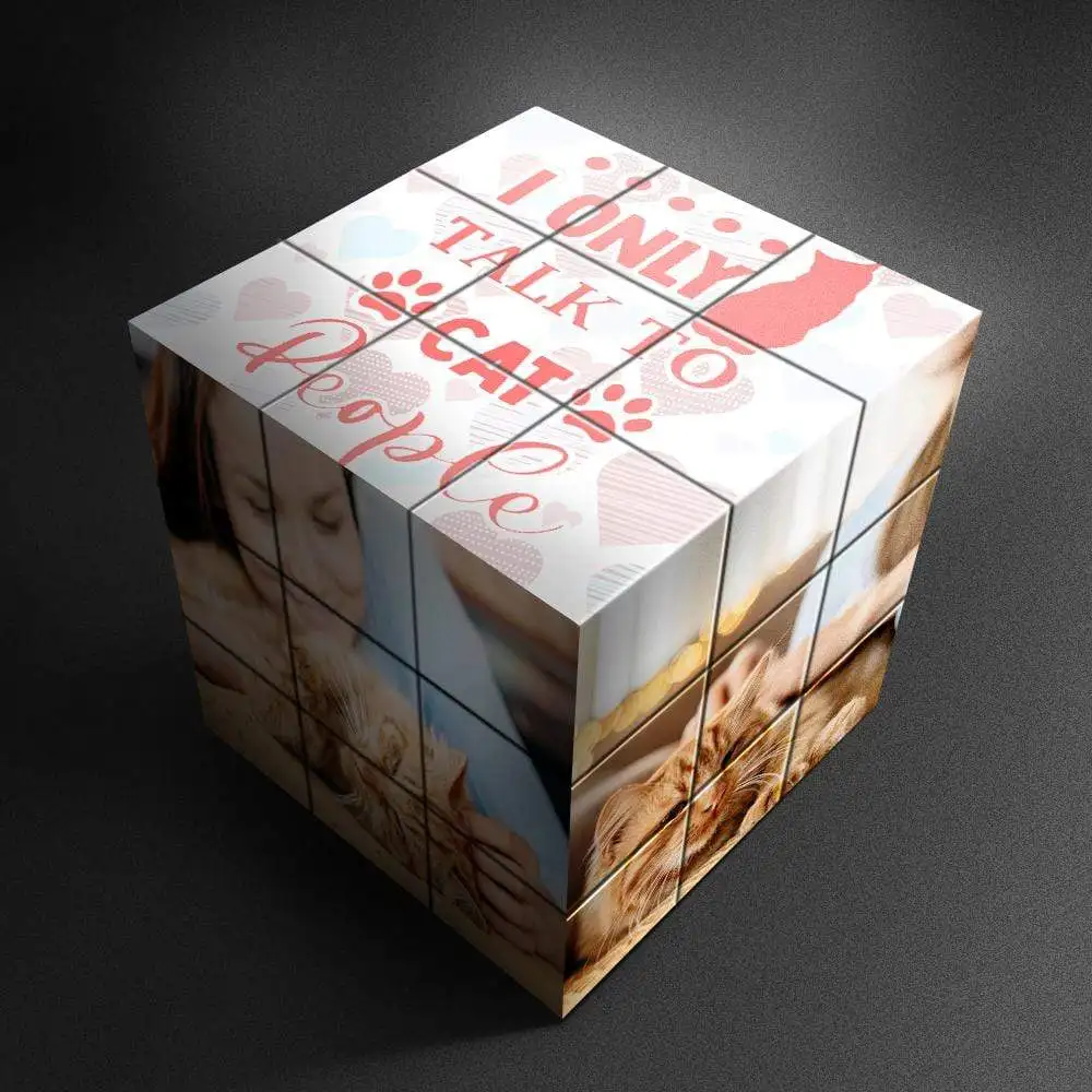 

Custom Photo Name Cat Pet Personalized Cube Magic Puzzle Cube 3x3x3 3D Rotatable Unique Funny Gift Family Game Birthday