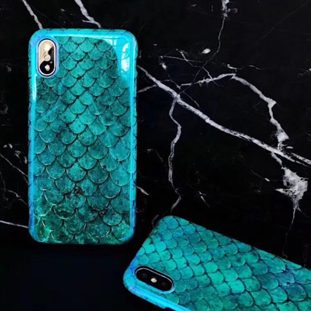 Специальный стиль лазерный синий светящийся рыбья чешуя чехол для телефона iPhone 11