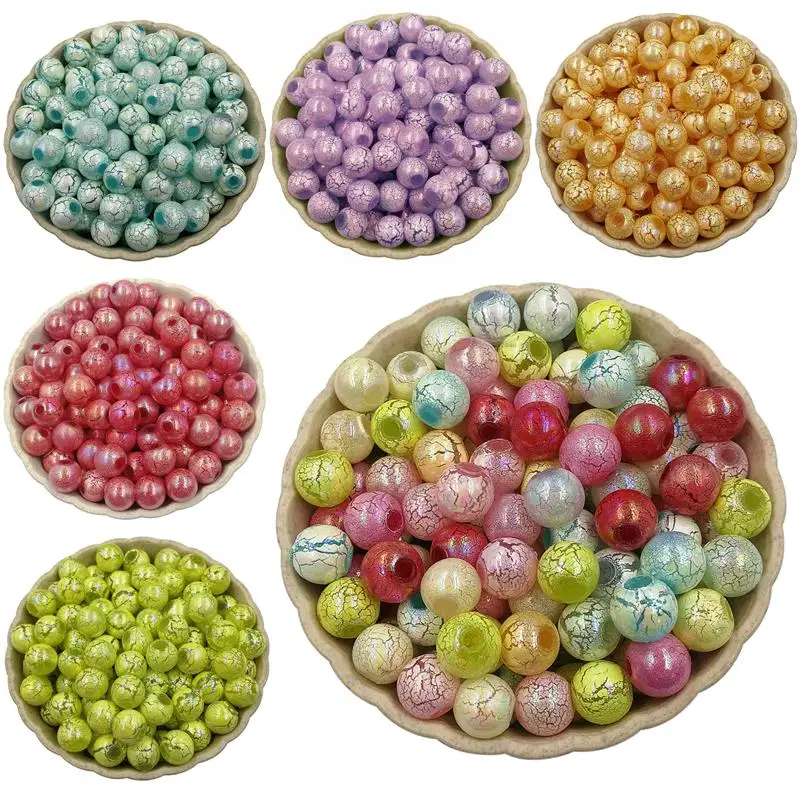 

100PCS Candy Color Acrylic DIY Beads for Jewelry Making Frosting Crack DIY Findings Crafts Jewelry Accessories Bracelet Necklace