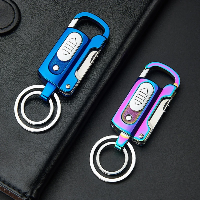 

Multifunctional Keychain Electric Lighter EDC Alloy Windproof Cool Lighters Wine Opener Knife Flashlight Slotted Screwdriver