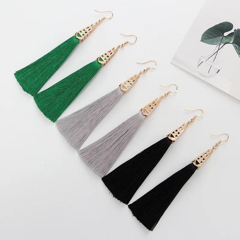 2019 Новые висячие серьги богемные с кисточками длинные подвеска национальные