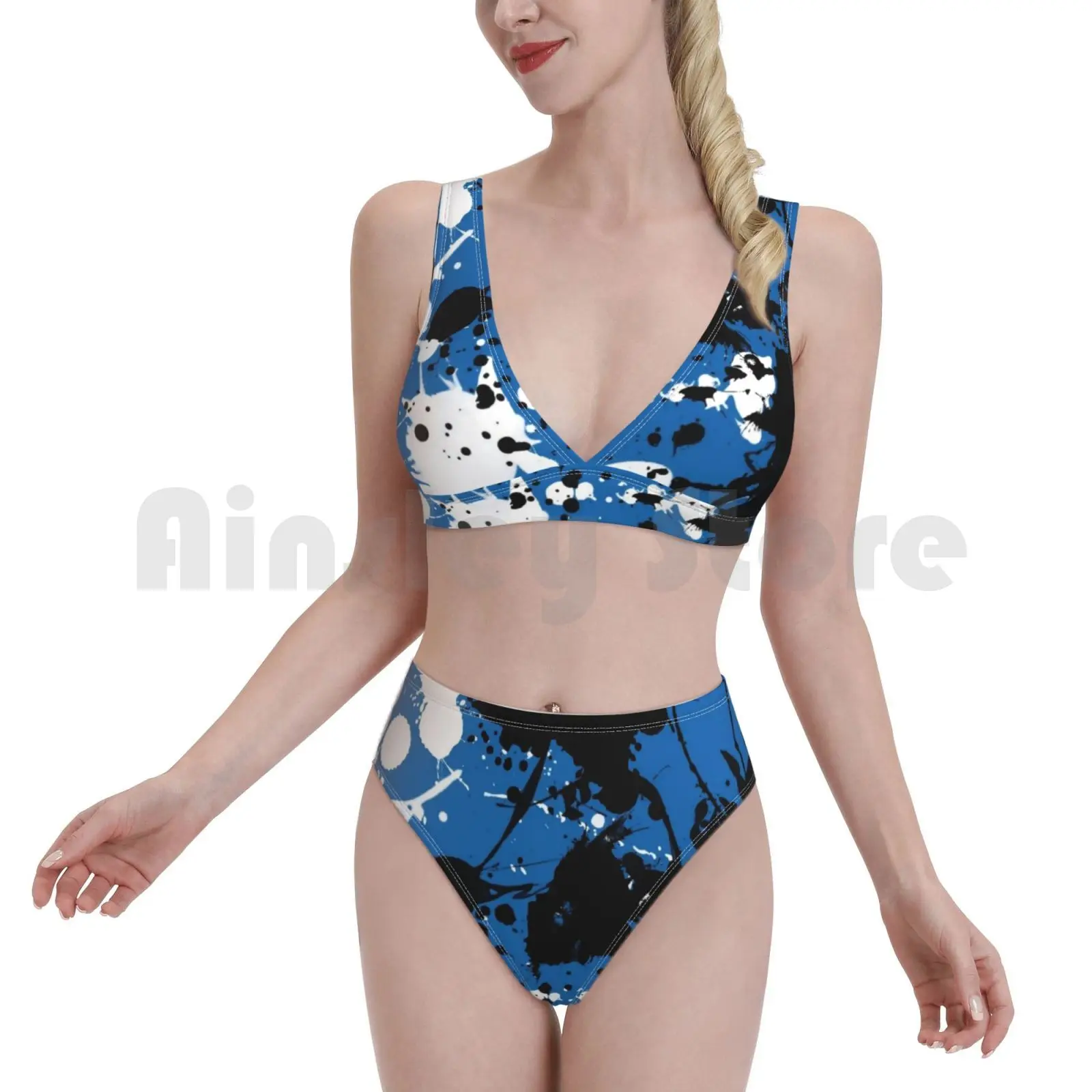 Купальник-бикини с высокой талией рисунком | Женская одежда