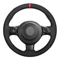 car steering wheel cover black genuine leather suede for toyota 86 2016 2019 yaris 2016 2019 subaru brz 2016 2019