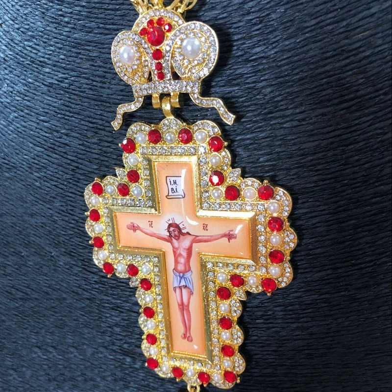 Православное нагрудное ожерелье с крестом позолоченное ювелирное изделие