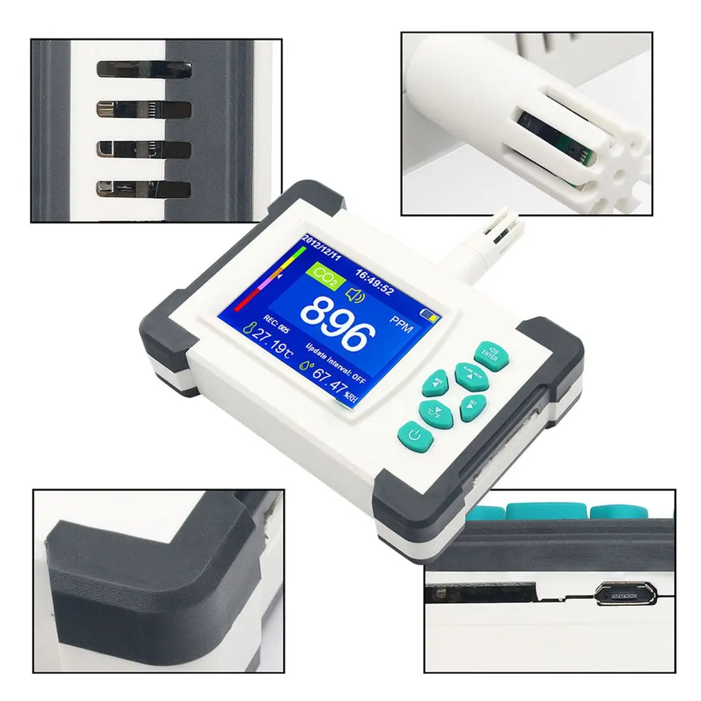 

WIFI CO2 Meter Detector Multi-Function Carbon Dioxide Rechargeable Air Quality Detector Analyzer CO2 Monitor