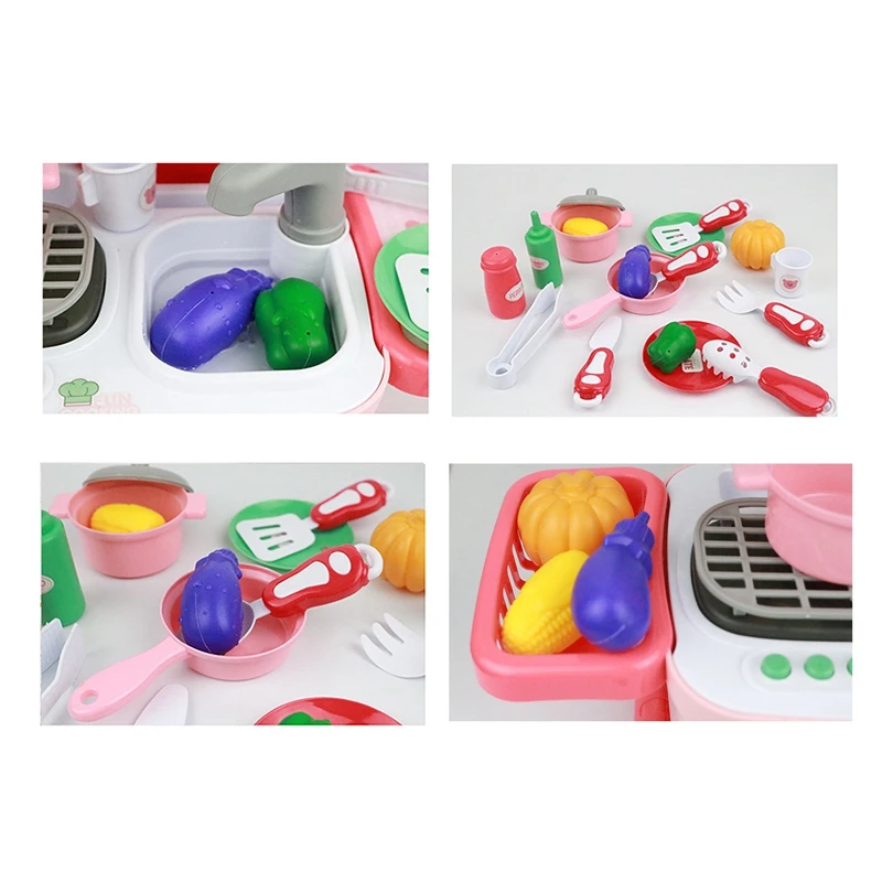 

Pretend Play Toy Children's Simulation Steam Set Spray Water Kitchen Cooking House Play Basket Toy
