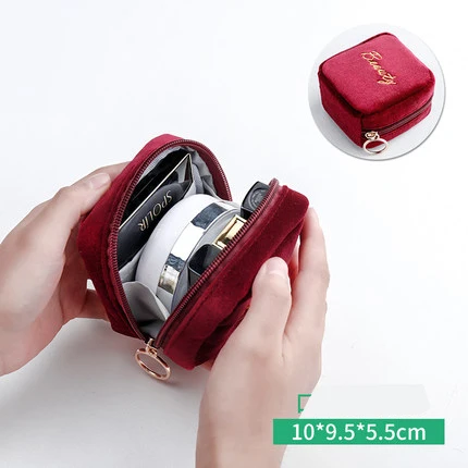 Wine red-(Flannel) Женский органайзер для помад, сумка, Мини органайзер, косметичка для женщин, для путешествий, портативная косметика, косметичка, косметички, ювелирные изделия, губчатая накладка - Цвет: Wine red-(Flannel)