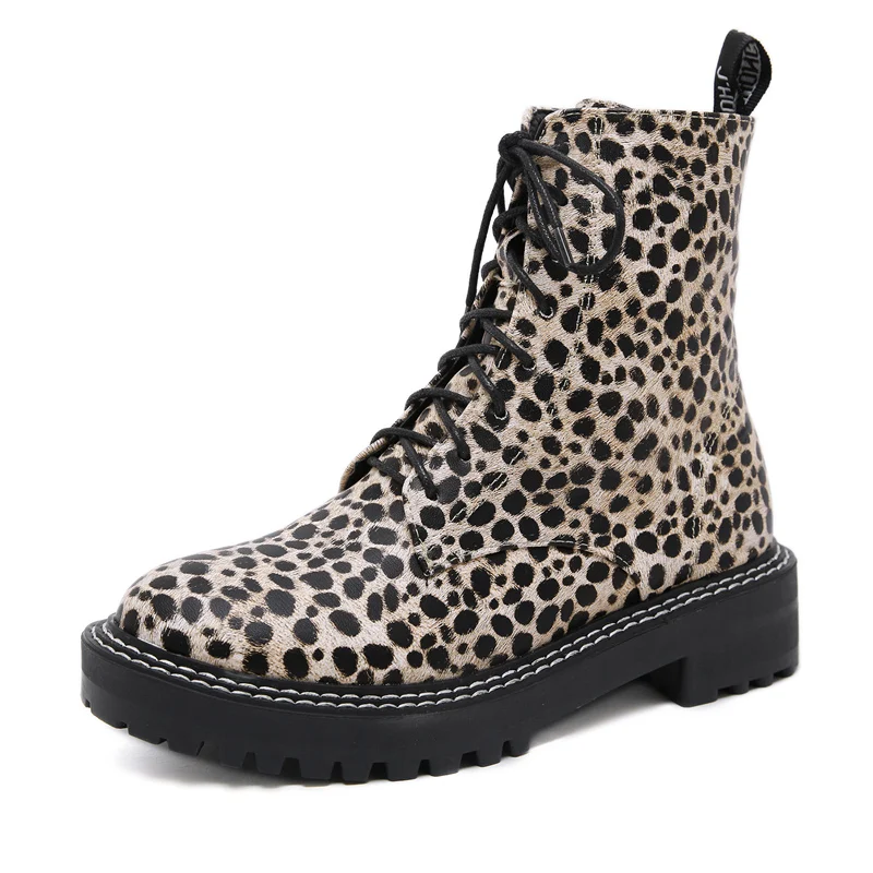 2020 Роскошные Дизайнерские леопардовые ботинки женские Ботинки Martin на плоской