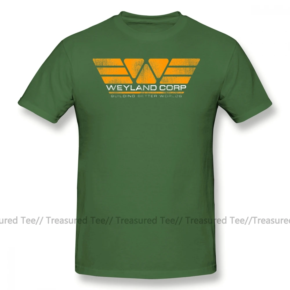 Футболка с инопланетянами, WEYLAND corp., Building Better myres, футболка, 4xl, Повседневная футболка, короткий рукав, рисунок, милая Мужская футболка - Цвет: Army Green