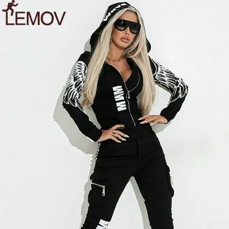 Женский спортивный костюм из двух предметов с принтом Крылья Базовая куртка