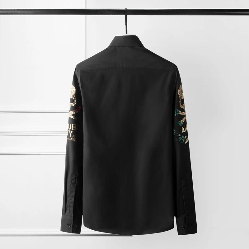 Мужская Облегающая рубашка с длинным рукавом Повседневная однотонная деловая