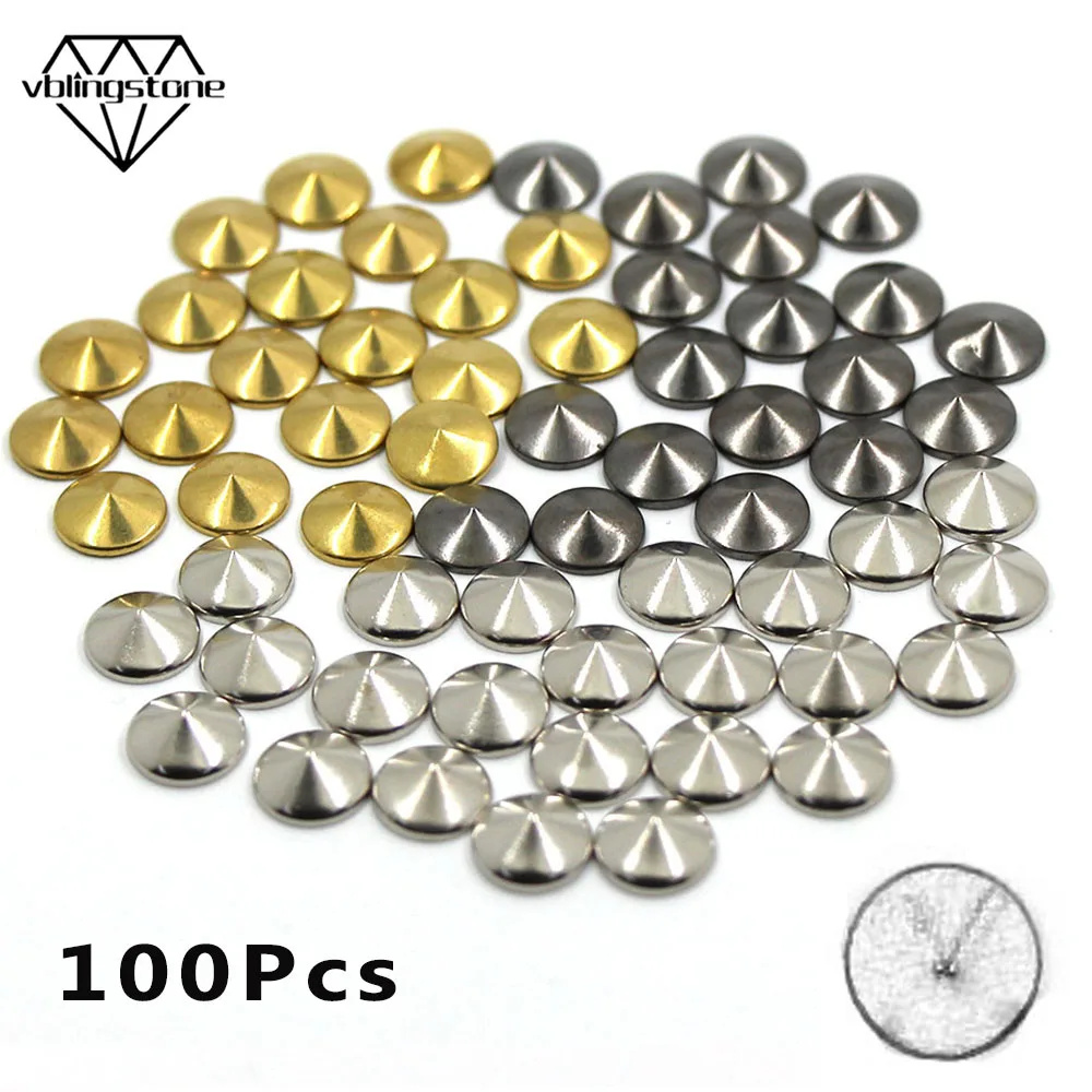 100 шт. 8 мм Горячая фиксация страз Медные Плоские заклепки железные гвоздики для