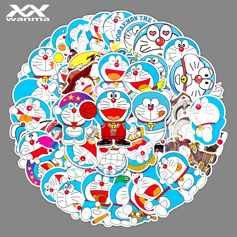 

50 Pcs Cartoon Doraemon Stickers Mobile phone Laptop Motorcycle Luggage Skateboard Car Stationery Decorate Waterproof Sticker