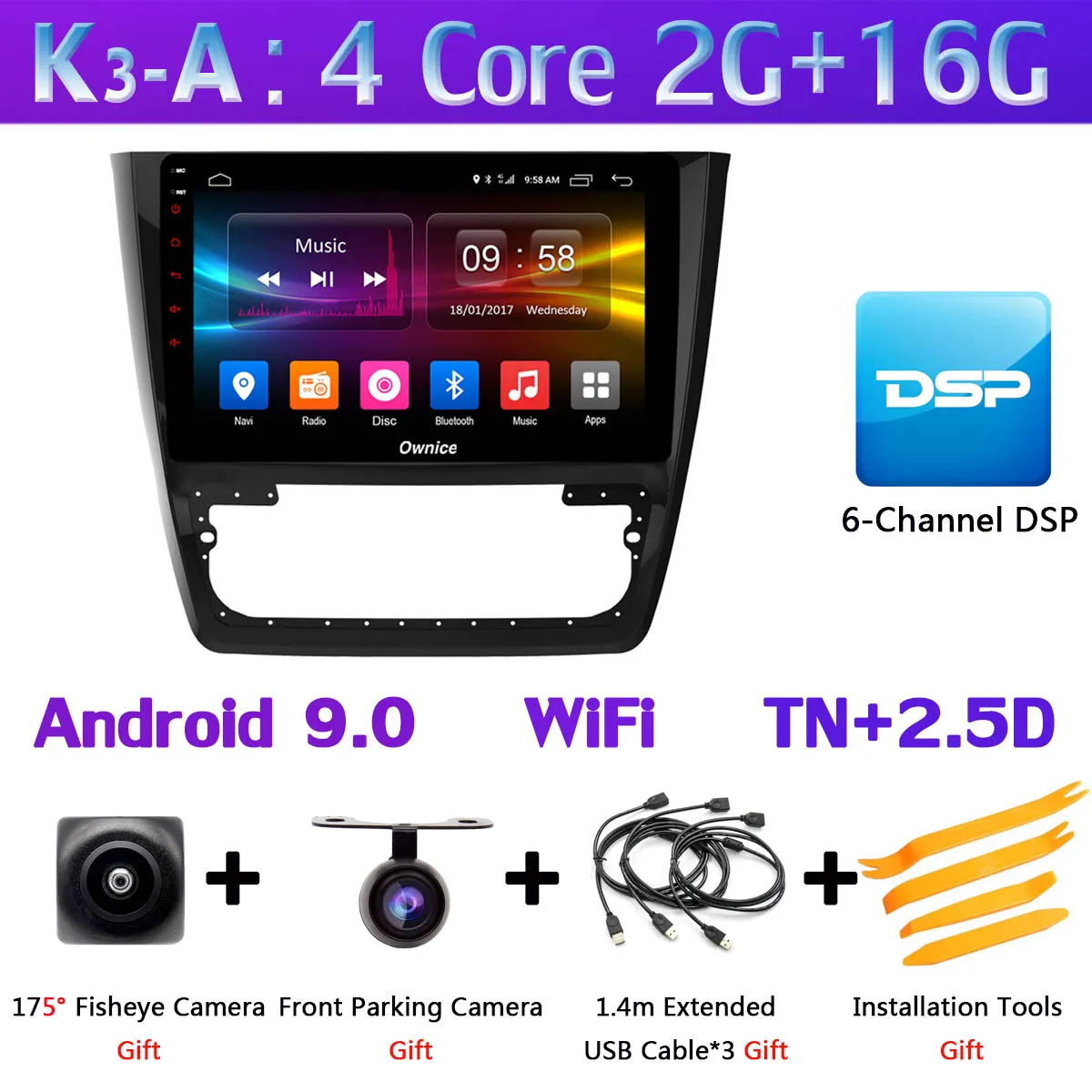 K3-A 360°×4 DVR AHD камера 4G LTE 4G+ 64G Android 9,0 DSP CarPlay gps Navi Радио автомобильный мультимедийный плеер для Skoda Yeti 2009 - Цвет: K3-A