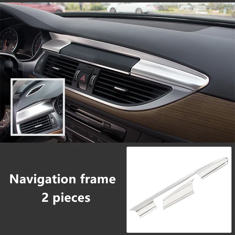 navigation frame Автомобильный Стайлинг консоль CD панель переключения передач декоративная крышка воздуха на выходе рамка наклейки для Audi A7 A6 C7 задняя панель прикуривателя - Название цвета: navigation frame