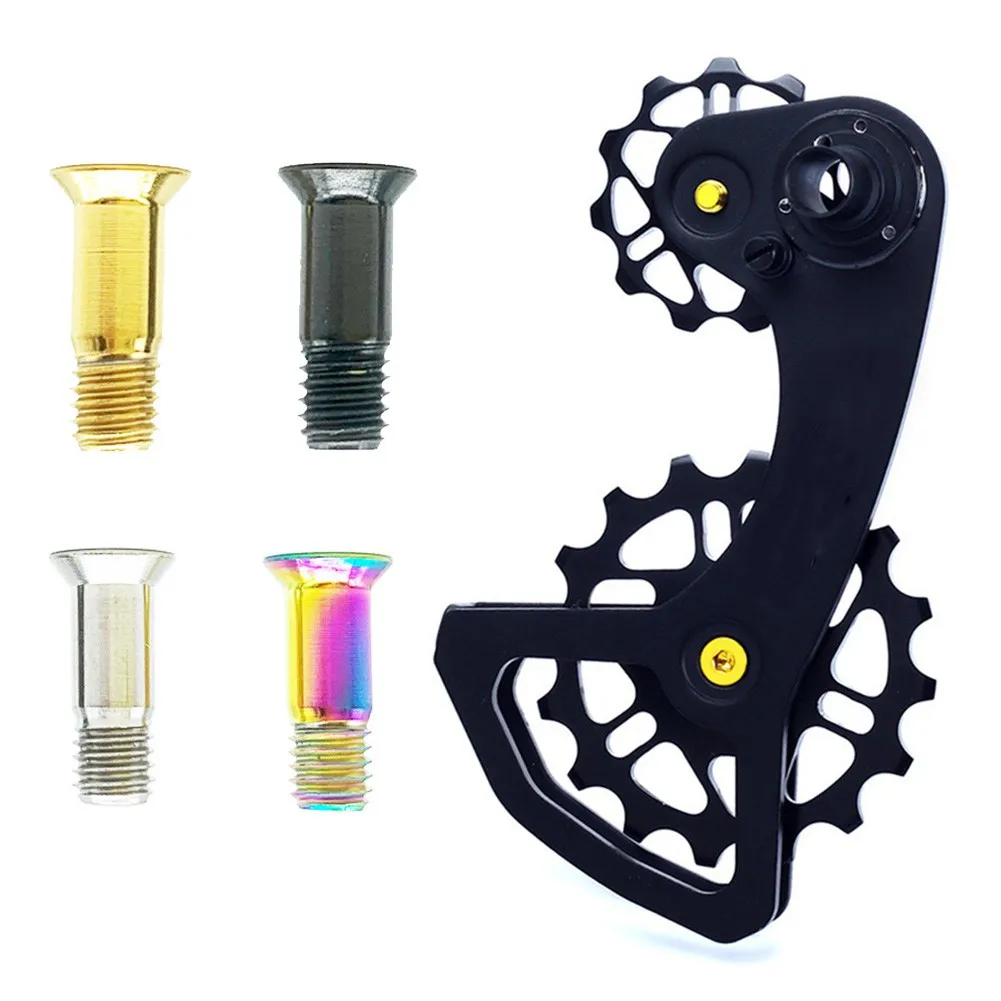 

2pcs Titanium Alloy Jockey Wheel Bolt Screws Lightweight Anti-corrosion Colorful MTB Bike Rear Derailleur Pulley Screws Parts