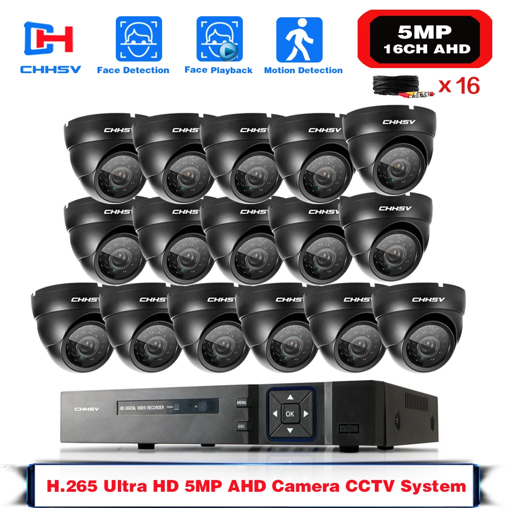 

16CH 5MP Lite 5in1 CCTV DVR HD 1080P 5MP 16PCS TVI Security Camera PIR Detection IP66 Outdoor Home Video Surveillance System Set