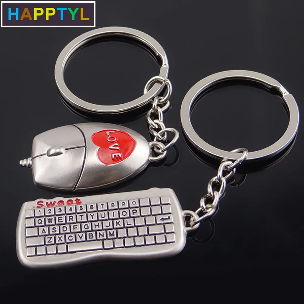 HAPPTYL 1 пара модных свадебных украшений клавиатура мышь металлический брелок для