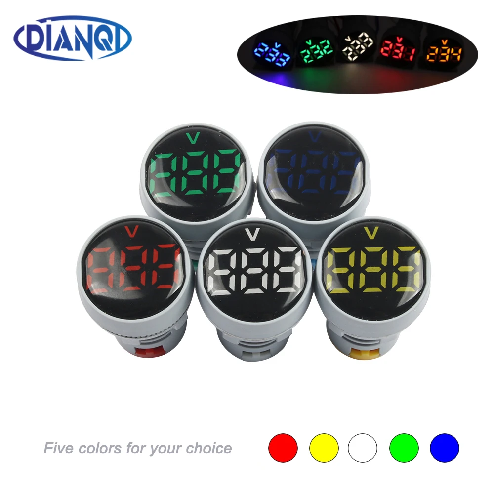 Светодиодный Круглый Мини-вольтметр 22 мм индикатор для измерения напряжения