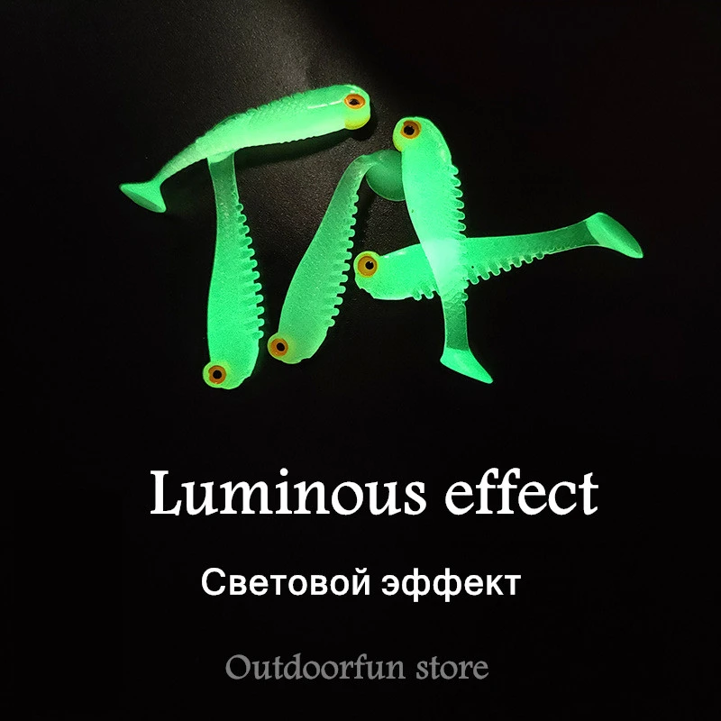 Бесплатная доставка 10 шт. флуоресцентная приманка 55 мм из мягкого пластика Т