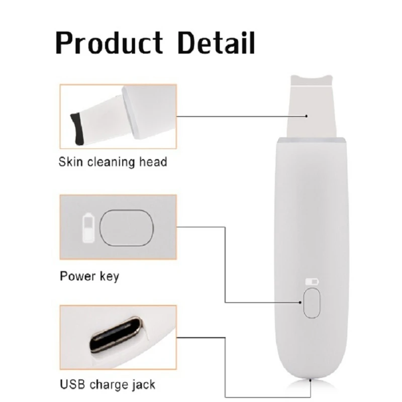 Перезаряжаемый ультразвуковой скруббер для кожи лица очиститель пор пилинг