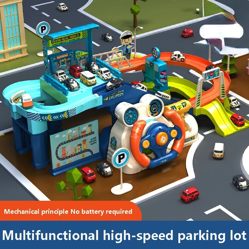 

Manual Electric Steering Wheel Urban Rail Parking Lot Multi-functional Traffic Automobile Building Children's Educational Toys