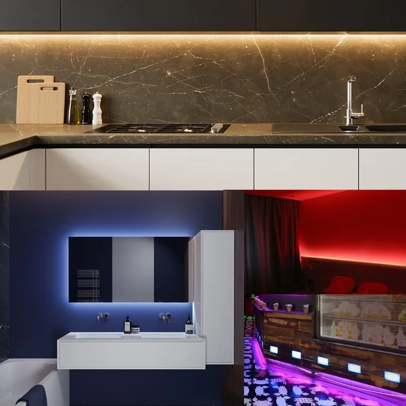 

1 Set Power Remote Control RGB Led Strip Light 2835 DC12V Flexible Ribbon Tape Strip Night Light BackLight Room Lights Decor