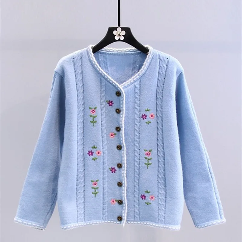 

Новинка весна-осень 2022, Женский вязаный свитер с длинными рукавами и круглым вырезом, кардиган, куртка, женский свободный японский стиль