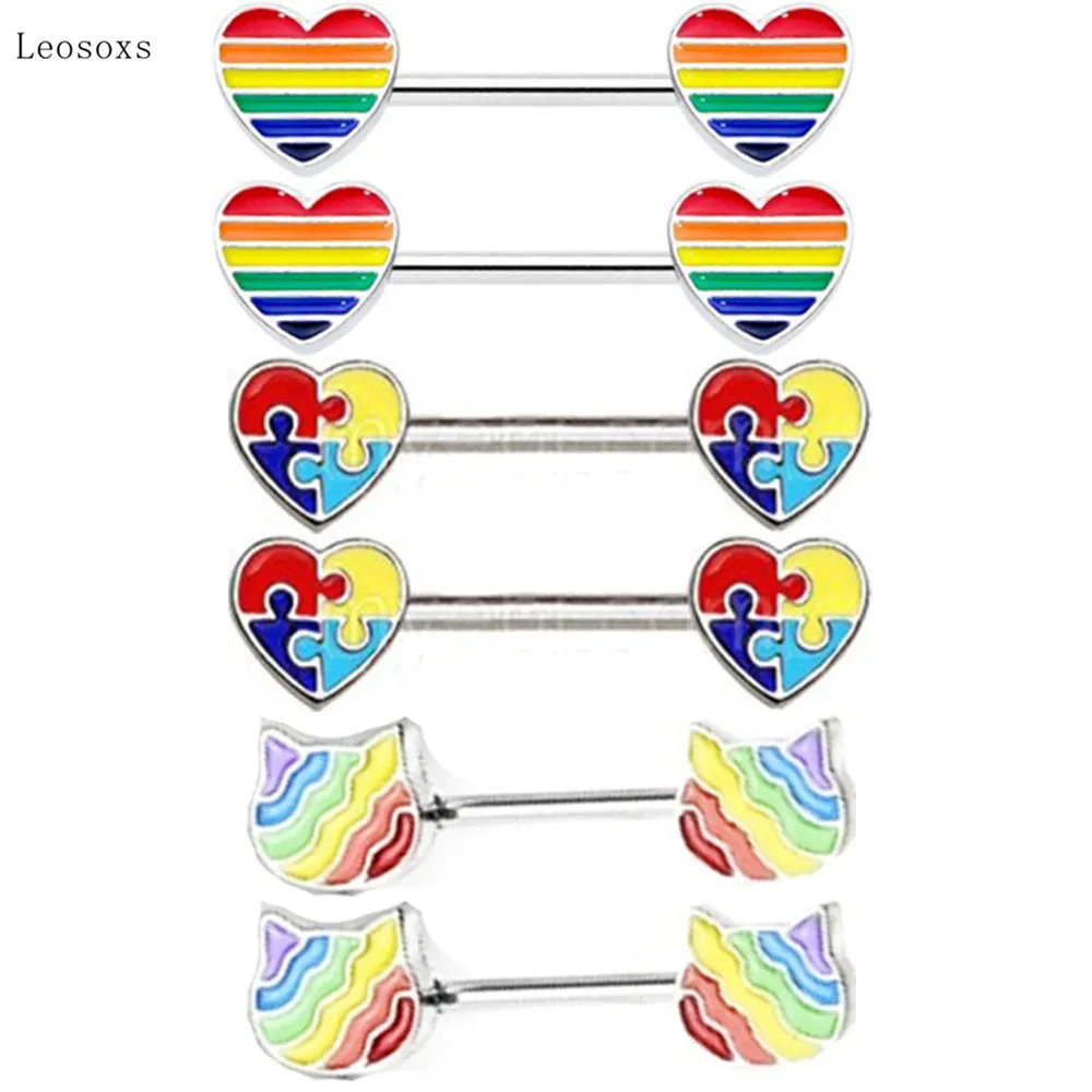

Leosoxs 2pcs New Sweet Stainless Steel Peach Heart Breast Ring Exquisite Piercing Jewelry