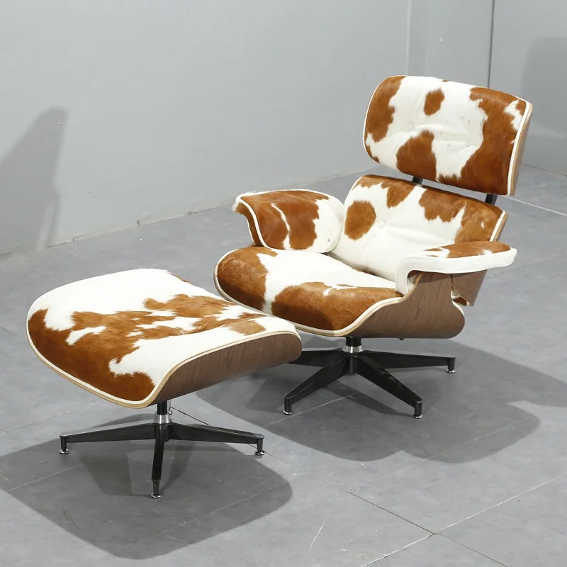 

U-BEST Modern Furniture Lounge Chair Replica Pony Skin relex Chair Genuine Leather brown white pony leather