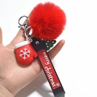 new soft rubber santa socks hats gloves fur ball pendants creative car keychain activities small gifts