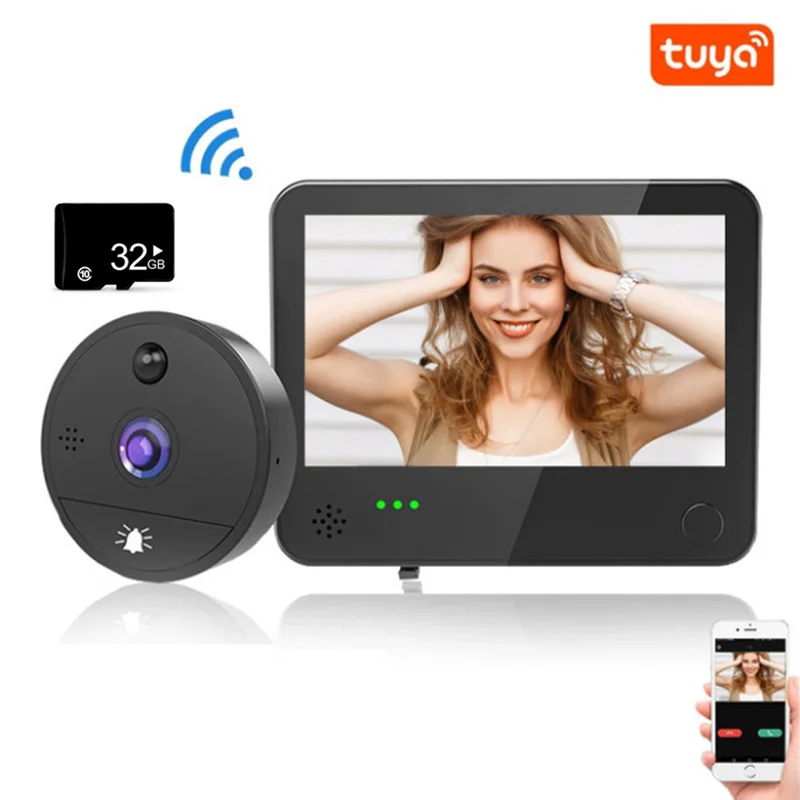 Умный видеодомофон Tuya 1080P HD Wi Fi 170 градусов|Дверные глазки| |
