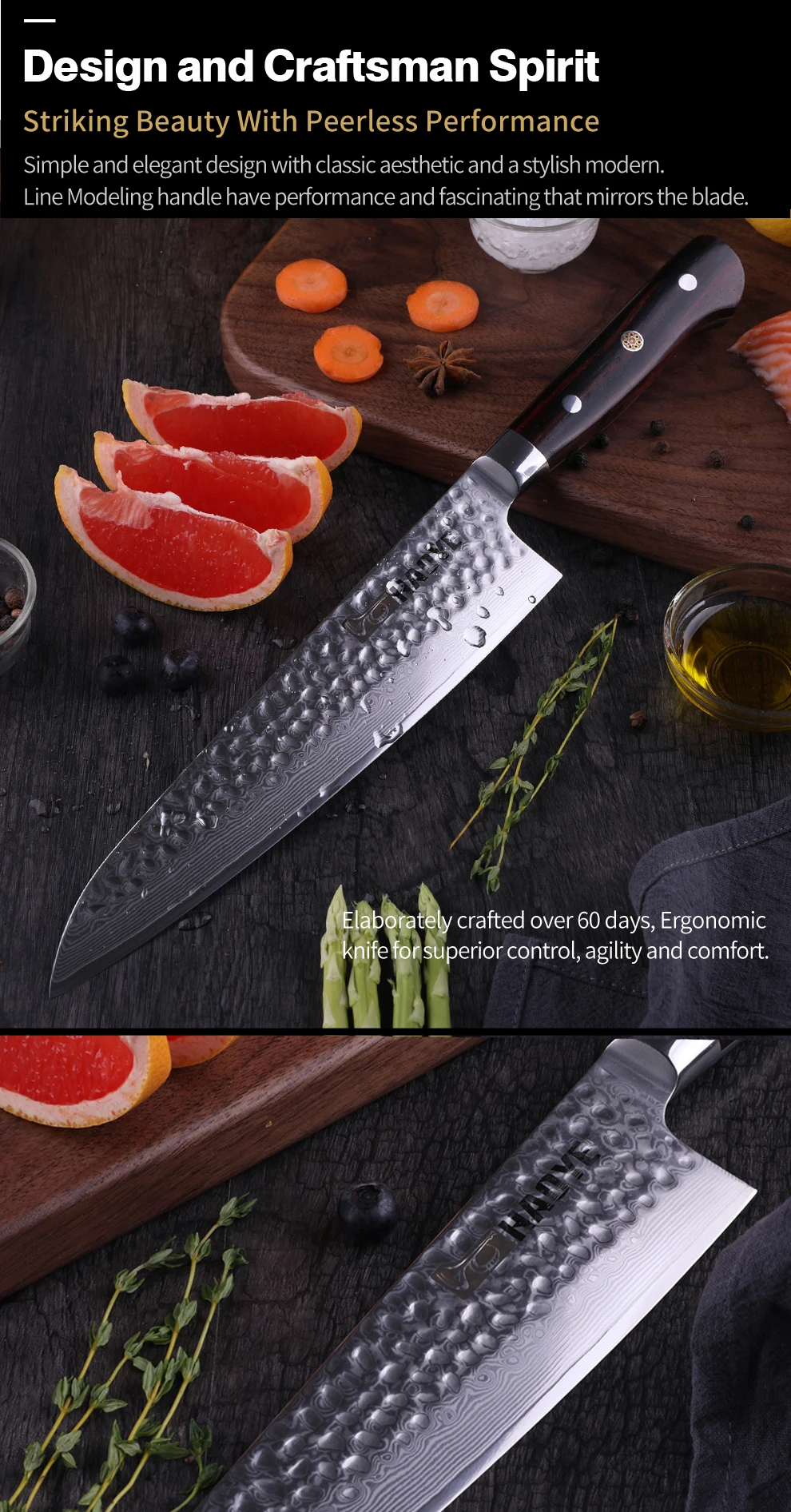 8 дюймов японский дамасский стальной нож шеф-повара Gyuto кухонные ножи профессиональный молоток лезвие для суши лосось ломтик классические столовые приборы